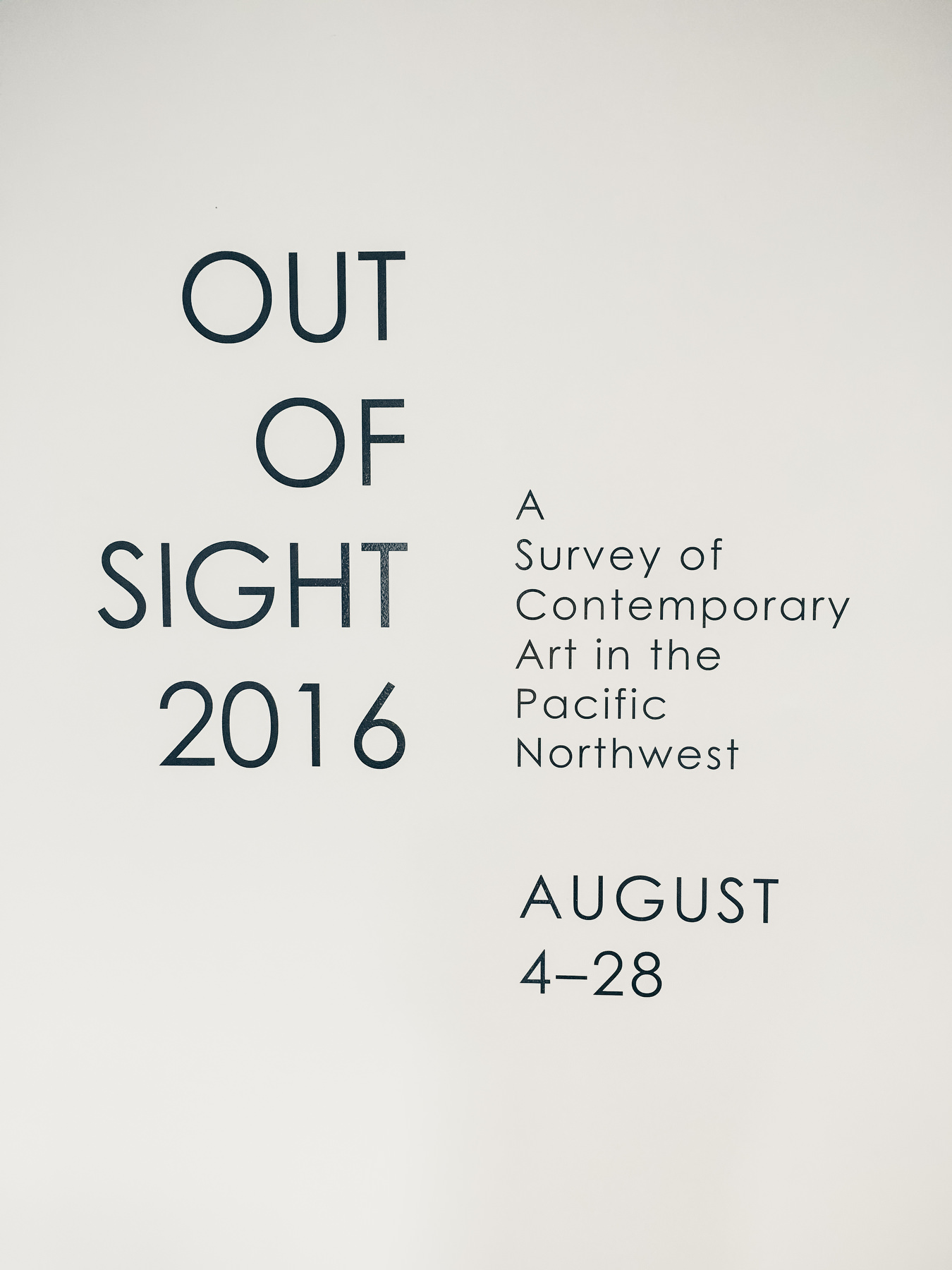 Out Of Sight 2016 gallery signage